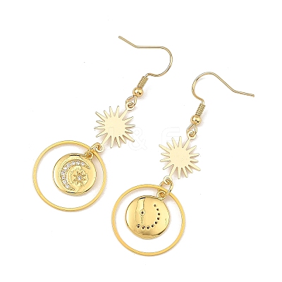 Celestial Brass & 304 Stainless Steel Dangle Earrings EJEW-JE07344-1