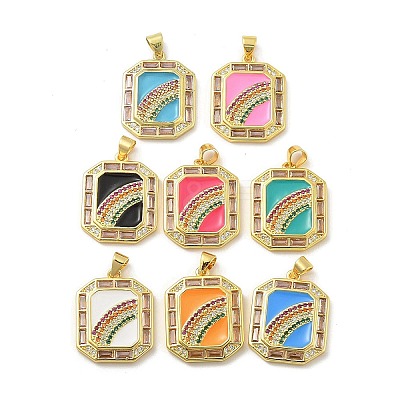 Brass Enamel Pendants KK-U044-13G-1
