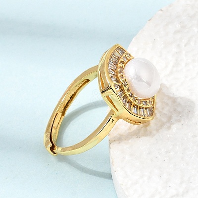 Adjustable Brass Micro Pave Cubic Zirconia Finger Rings CU-CBABA66-02G-1