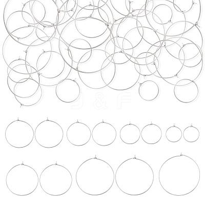 168Pcs 7 Styles 316L Surgical Stainless Steel Hoop Earring Findings STAS-TA0002-82-1