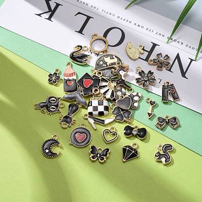 60Pcs 30 Styles Alloy Enamel Charms ENAM-LS0001-05LG-1