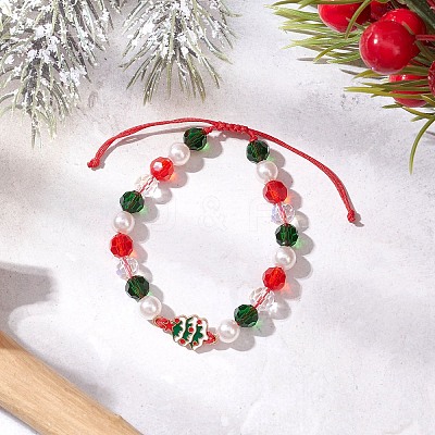 3Pcs Christmas Glass Bracelets BJEW-JB12438-1