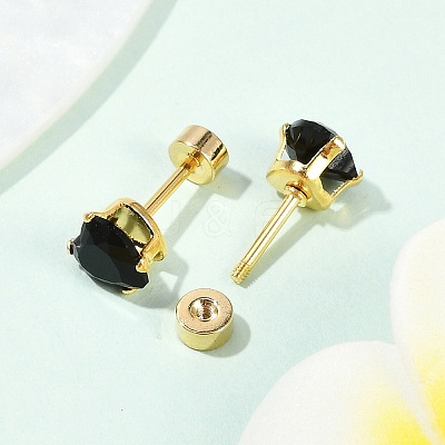 Heart Glass Ear Fake Plugs EJEW-H105-25G-E-1