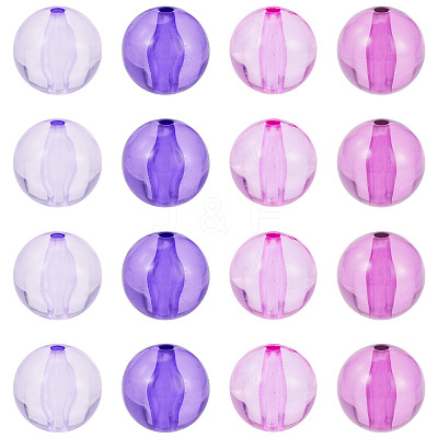 20Pcs 4 Colors Transparent Acrylic Beads MACR-TADJ0001-02A-1
