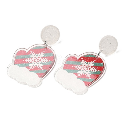 Christmas Acrylic Dangle Stud Earrings with 304 Stainless Steel Pin for Women EJEW-D060-01F-1