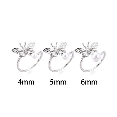 Butterfly Shape Brass Micro Pave Clear Cubic Zirconia Cuff Ring Settings KK-T076-50P-1