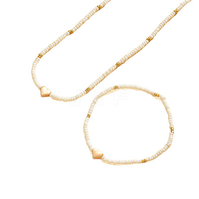 Glass & CCB Plastic Beaded Necklaces & Bracelets Sets FS-WGA4156-03-1