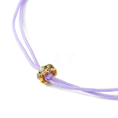 Brass Rhinestone Braided Bead Bracelet BJEW-JB09521-1