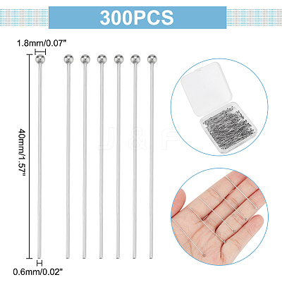 300Pcs 304 Stainless Steel Ball Head Pins STAS-UN0049-23-1