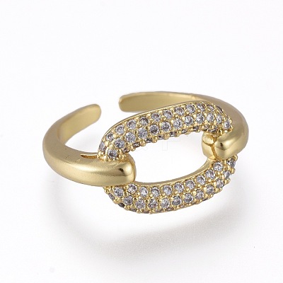 Brass Micro Pave Cubic Zirconia Cuff Rings RJEW-K232-08G-02-1