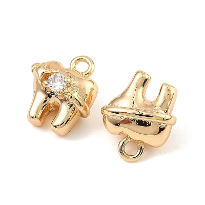 Brass Micro Pave Cubic Zirconia Charms KK-C155-22G-1