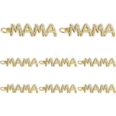8Pcs Mother's Day Brass Micro Pave Cubic Zirconia Pendants KK-DC0004-95-1