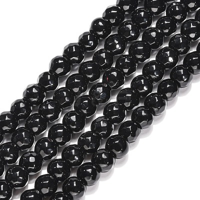 Black Stone Beads Strands X-G-I087-6mm-1