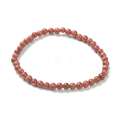 Synthetic Goldstone Beaded Stretch Bracelets BJEW-A117-A-15-1