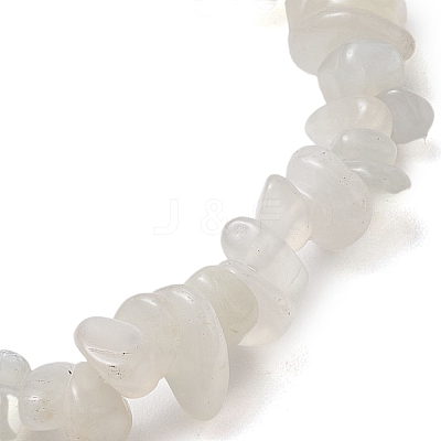 Natural White Moonstone Chip Beaded Stretch Bracelets for Women Men BJEW-JB10665-03-1
