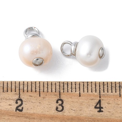 Brass with Natural Pearl Pendants KK-F892-35P-1