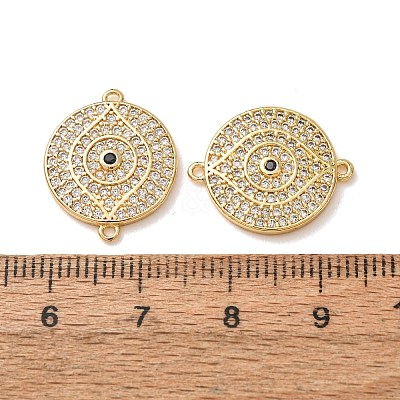 Brass Micro Pave Clear Cubic Zirconia Connector Charms CU-CBA4579-03G-B-1