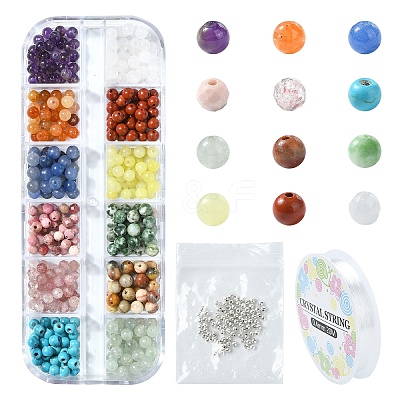 DIY Round Natural & Synthetic Gemstone Beads Stretch Bracelets Kits DIY-YW0011-65-1