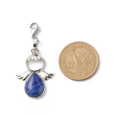 Gemstone Angel Pendant Decoration HJEW-JM00767-1