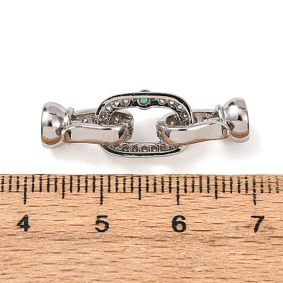 Brass Micro Pave Cubic Zirconia Fold Over Clasps KK-D259-07P-1