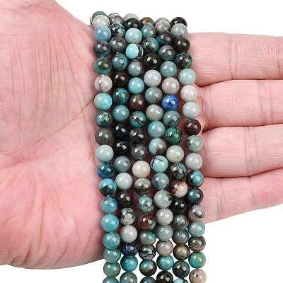 Natural Chrysocolla Beads Strands G-K405-B01-6mm-1