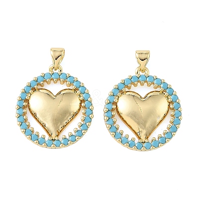 Brass Micro Pave Sky Blue Cubic Zirconia Pendants CU-CBA6938-07G-06-1
