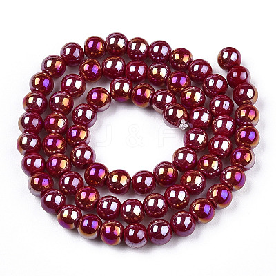 Electroplate Opaque Glass Beads Strands GLAA-T032-P6mm-AB05-1
