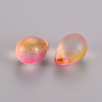 Two Tone Transparent Spray Painted Glass Charms GLAA-T016-37-F02-1