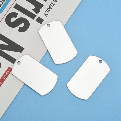 Tarnish Resistant 201 Stainless Steel Rectangle Mirror Polished Finish Stamping Blank Tag Pendants STAS-S031-03-1