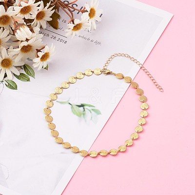 Brass Flat Round Link Chain Necklaces NJEW-JN03361-1