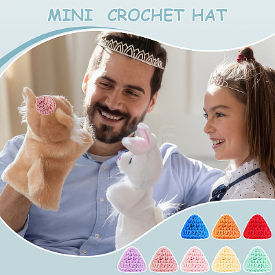 24Pcs 8 Colors Handmade Wool Woven Hat Decoration AJEW-FG0003-34B-1