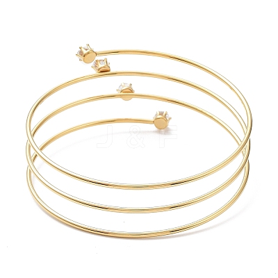 Ion Plating(IP) 304 Stainless Steel Triple Loops Wire Wrap Bangle BJEW-K227-02G-1