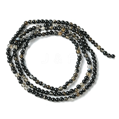 Natural Black Agate Bead Strands G-A130-2mm-K01-1