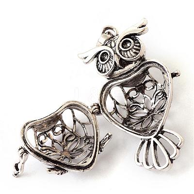 Rack Plating Brass Cage Pendants KK-Q402-18AS-1