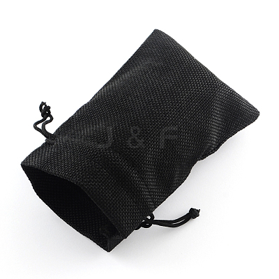 Polyester Imitation Burlap Packing Pouches Drawstring Bags X-ABAG-R005-9x7-09-1