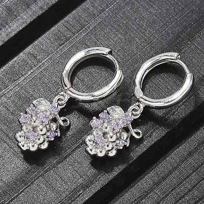 Brass Cubic Zirconia Hoop Earrings EJEW-Q015-02P-D-1
