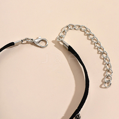 Glass Teardrop Tassel Alloy Chain Velvet Cord Anklets for Women FS-WGE307F-01-1