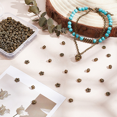 300Pcs 6 Styles Tibetan Style Alloy Spacer Beads FIND-PH0020-41AB-1