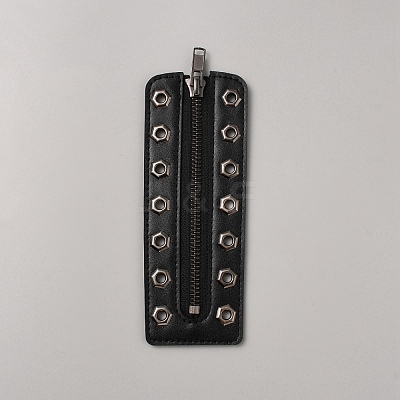 PU Leather Lace-in Boot Zipper Inserts DIY-WH0499-05A-01-1