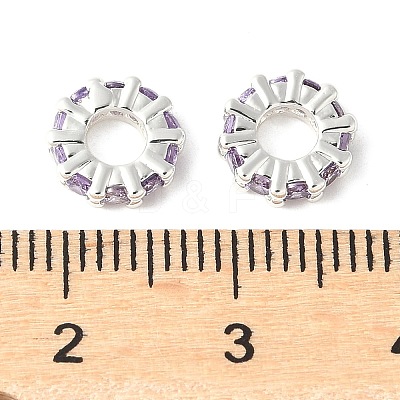 Brass Micro Pave Cubic Zirconia Beads KK-A253-11S-01-1
