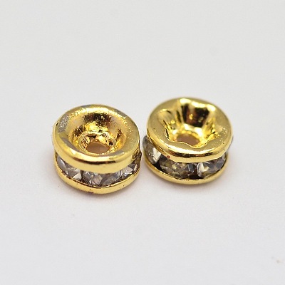 Rack Plating Rondelle Brass Grade A Crystal Rhinestone Spacer Beads RB-D300-G-1