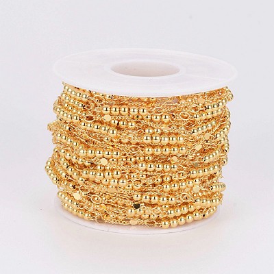 Brass Handmade Beaded Chains CHC-G006-07G-1