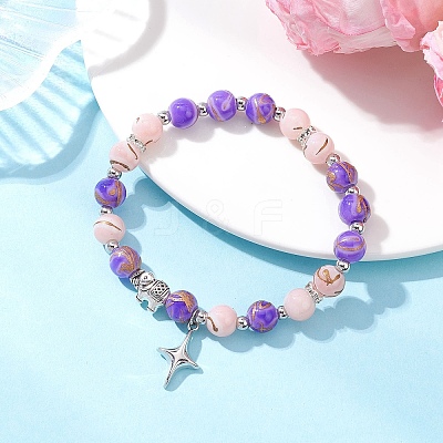 Round Glass Beaded Stretch Bracelets BJEW-JB12649-1