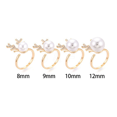 Antler Brass Micro Pave Clear Cubic Zirconia Cuff Ring Settings KK-T076-26G-1