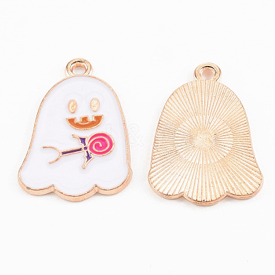 Light Gold Tone Alloy Enamel Pendants ENAM-T018-16-1
