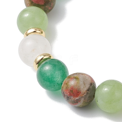 Natural Mixed Gemstone Round Beads Stretch Bracelets for Women BJEW-JB12631-02-1