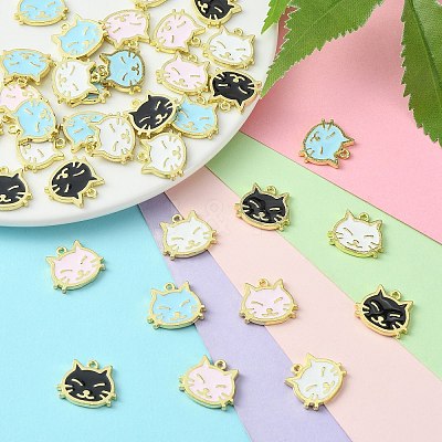 40Pcs 4 Colors Alloy Enamel Pendants ENAM-CJ0004-16-1