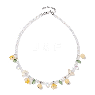 Glass with Topaz Jade Beaded Necklaces NJEW-JN04680-03-1