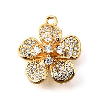 Brass Micro Pave Clear Cubic Zirconia Pendants X1-KK-U065-02A-G-1