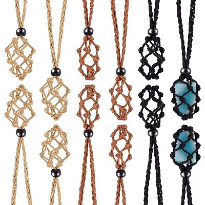Braided Waxed Cotton Thread Cords Macrame Pouch Necklace Making AJEW-SW00021-1